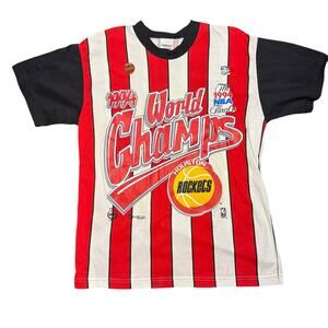NWT Vintage 1994 Houston Rockets NBA Finals World Champs All-Over Stripe Shirt